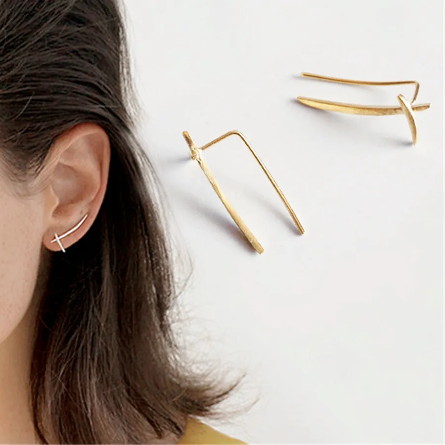 Authentic 925 Silver Earrings Ear clip Brincos Jewelry Vintage Gold Pendientes Minimalism Charm Party Earrings for Women Oorbellen