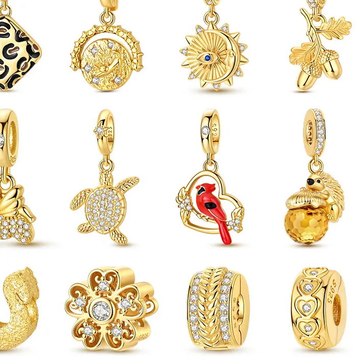 Authentic Golden Guardian: Squirrel & Horseshoe Star Charms for Luck & Love