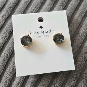 Authentic Butterfly of Protection: Gray Crystal Stud Earrings in Yellow Gold Plating
