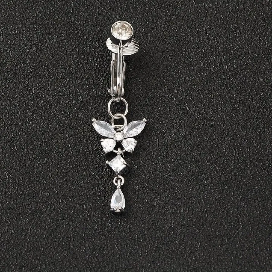 Authentic Butterfly Design Clip On Belly Button Non Piercing Belly Button Rings Zircon Navel Rings Body Jewelry