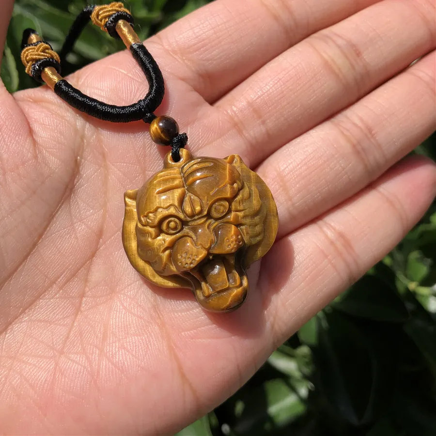 Authentic Golden Tiger's Gaze: Sacred Yellow Tiger Eye Pendant