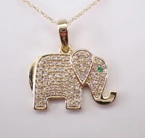 Authentic The Gilded Path of Wisdom: 14K Gold-Plated Moissanite Elephant Talisman