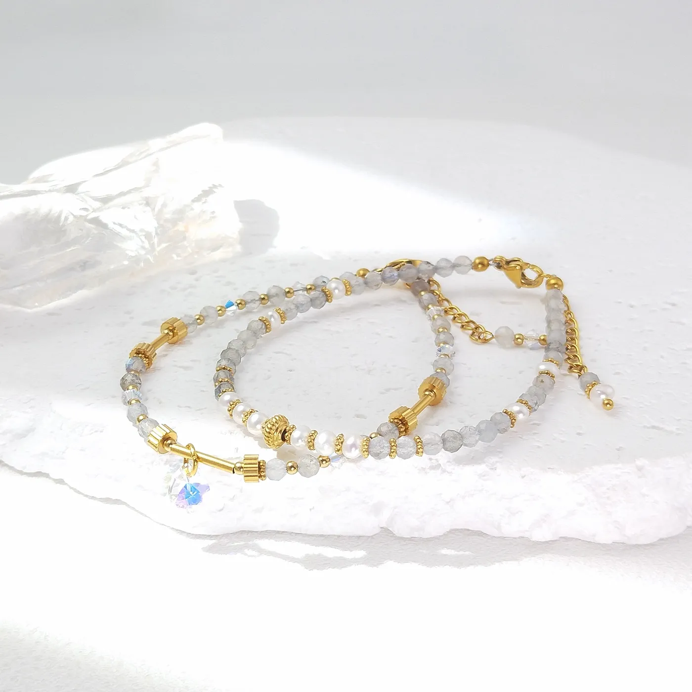 Authentic The Aurora Veil Labradorite and 14K Gold-Filled Adjustable Talisman Bracelet
