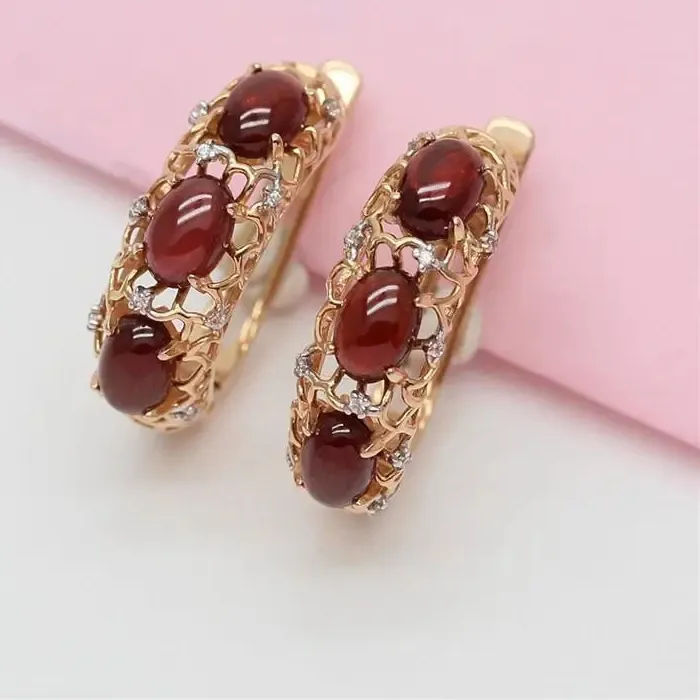 Authentic The Crimson Phoenix Whisperers: 585 Purple Gold and Red Crystal Ear Buckles