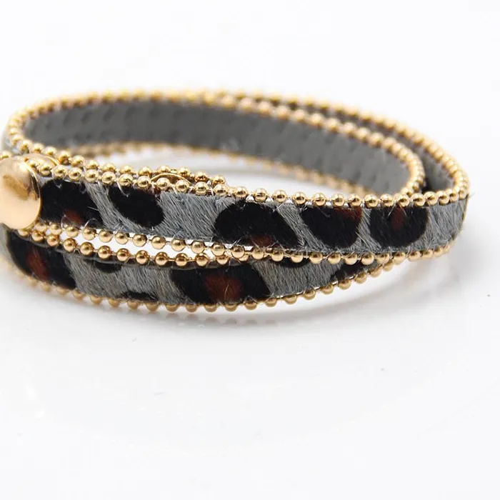 Authentic Embracing the Wild: Leopard's Fury Gold Wrap Bracelet