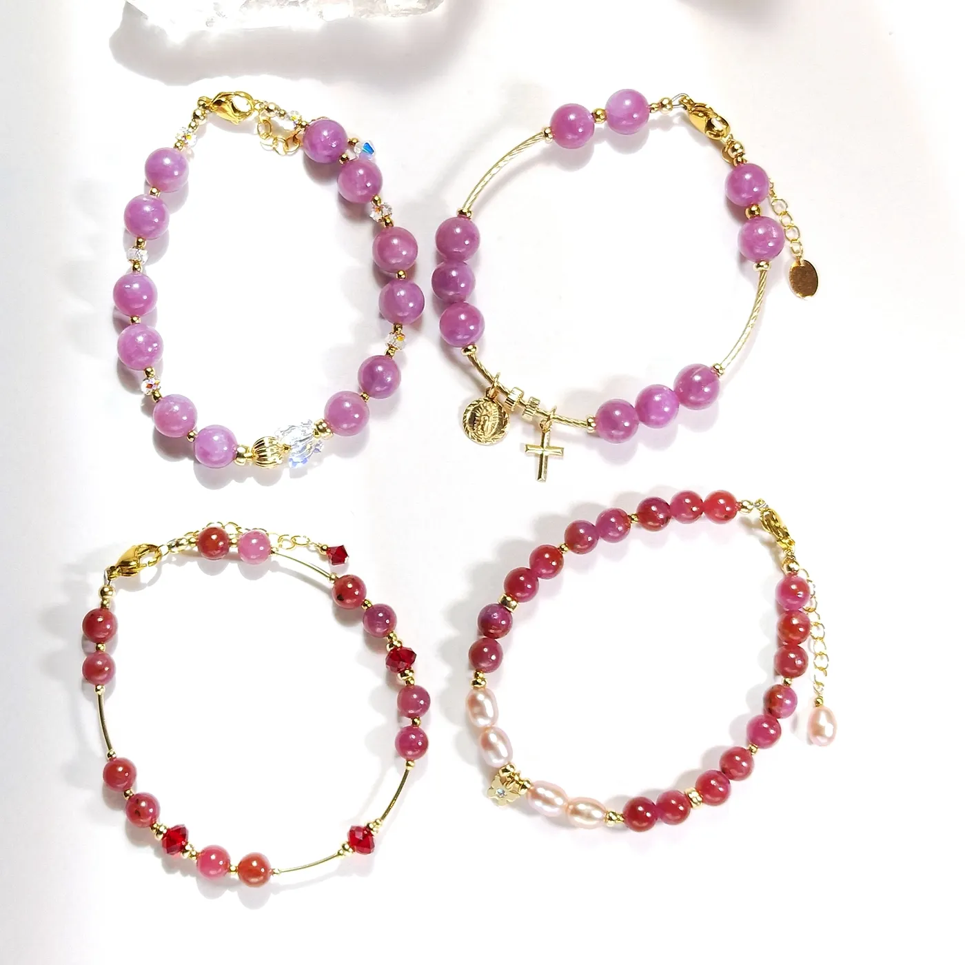 Authentic Lii Ji Ruby Natural Gemstone Bracelet 2-8mm American 14K Gold Filled Charms Handmade Bracelet