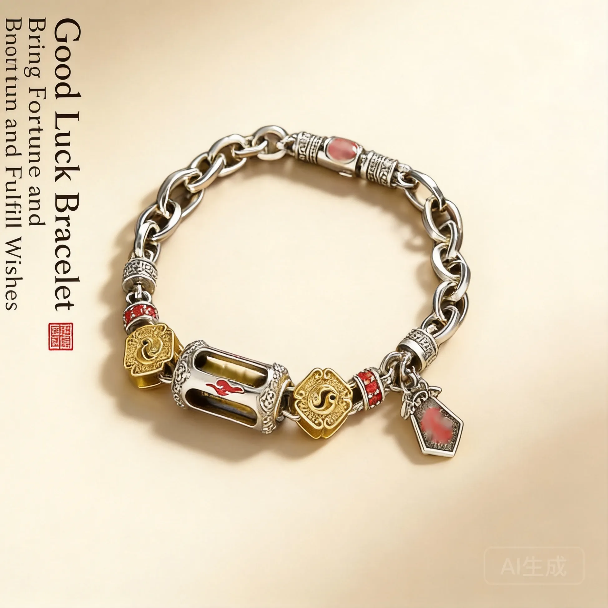Authentic The Tao of Equilibrium: Yin Yang Fortune Blessing Amulet Bracelet