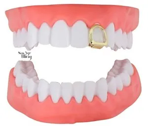 Authentic Open Face Grill Single Tooth Cap Custom Fit 14k Gold Plated Grillz w/Mold