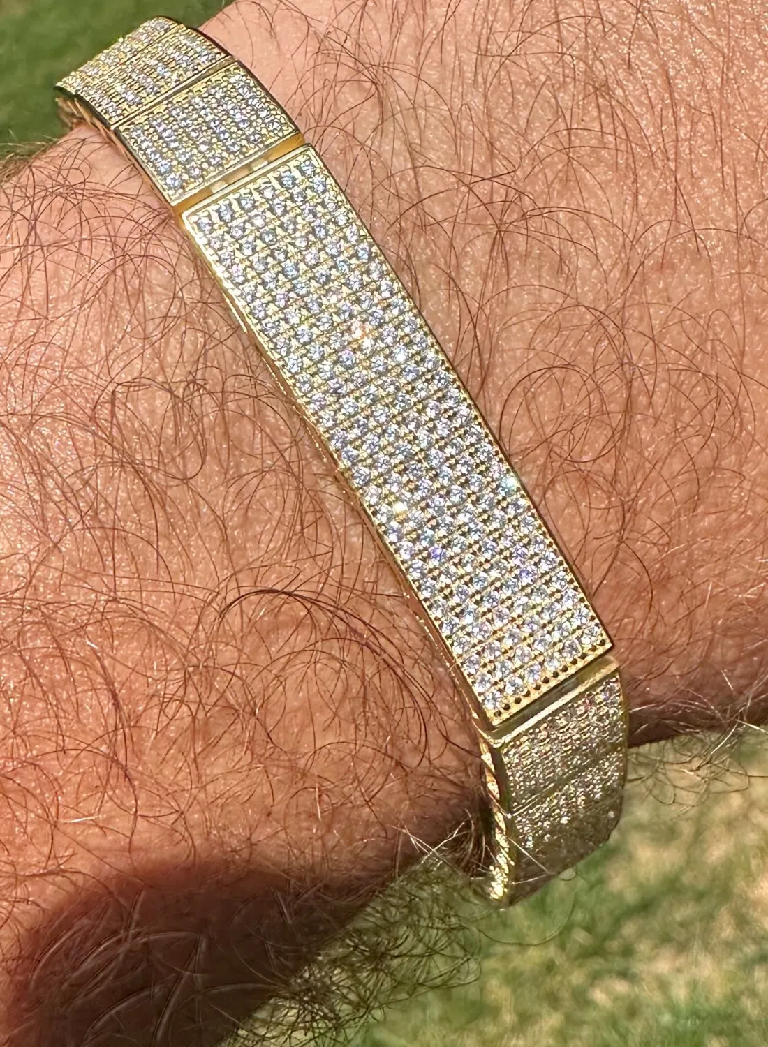 Authentic Mens Custom Made ICY Hip Hop Bracelet 14k Gold Plated 925 Sterling Silver CZ