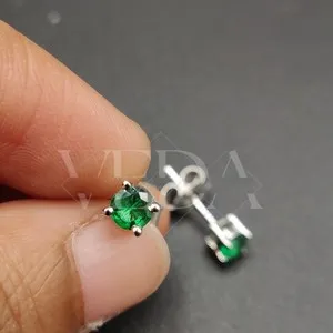 Authentic Emerald Whispers 14K White Gold Plated Stud Earrings