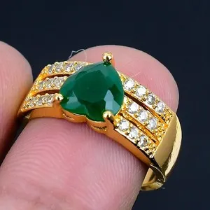 Authentic Emerald Whisper: 18K Gold‑Plated Green Onyx Adjustable Ring