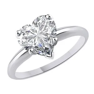 Authentic The Luminescent Heart Solitaire: 1.75 Carat Clear Cubic Zirconia in 14K White Gold Plate