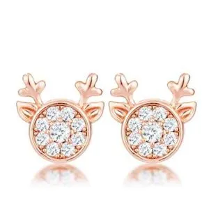 Authentic Radiant Solstice Reindeer Talisman Earrings in 18k Rose Gold Plating