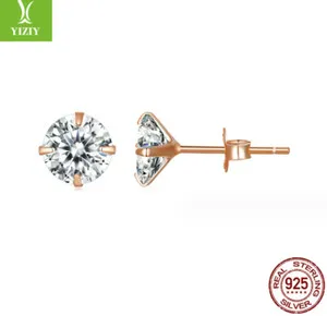 Authentic Celestial Dawn Rose Gold and Sterling Silver CZ Studs