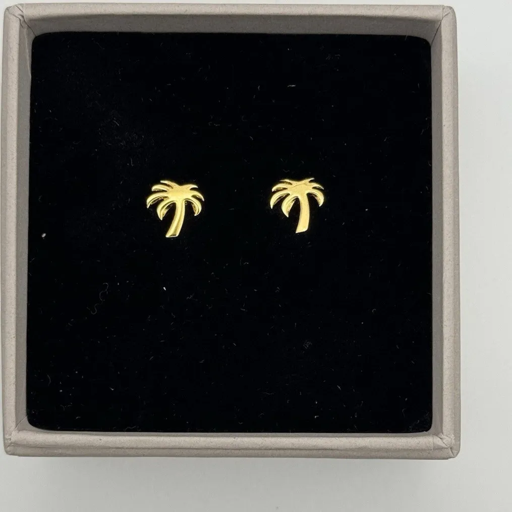 Authentic Palm of Elysium Golden Stud Earrings