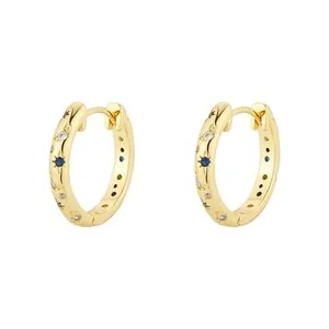 Authentic Celestial Orbits 14K Gold-Plated Star and Crystal Huggie Hoops