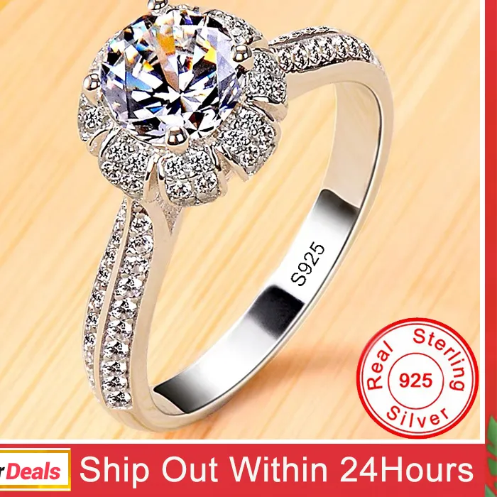 Authentic Allergy Free 100 Real 925 Sterling Silver Rings Fine Jewelry Natural Clear Zirconia Diamant Rings Accessories