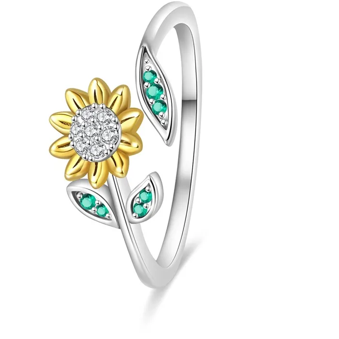 Authentic Solar Radiance: Sterling Sunflower Ring for Spiritual Illumination