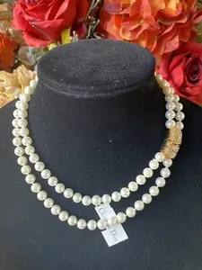 Authentic The Gilded Luminance Double Pearl and Crystal Talisman Necklace