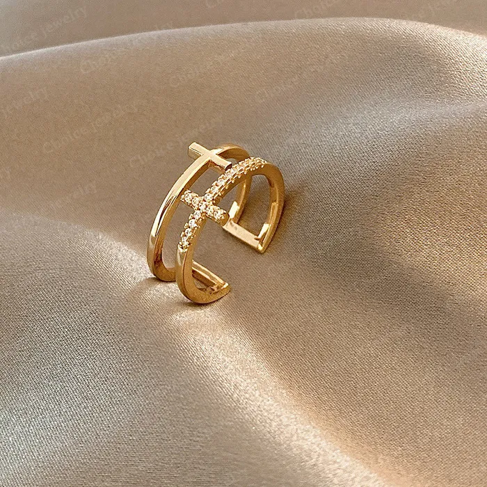 Authentic The Golden Celestial Cross Open Ring