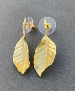 Authentic Golden Foliage Whispers Celestial Stud Earrings