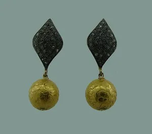 Authentic Celestial Dawn Rose-Cut Diamond and Gold-Gilded Silver Earrings