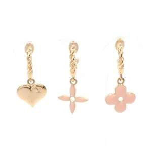Authentic LOUIS VUITTON Boucle d'oreille Sweet Monogram Pierced earrings Gold Plated Used