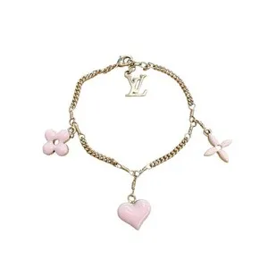 Authentic LOUIS VUITTON Sweet monogram Brassle bracelet Gold Plated Pink Gold Women M65478