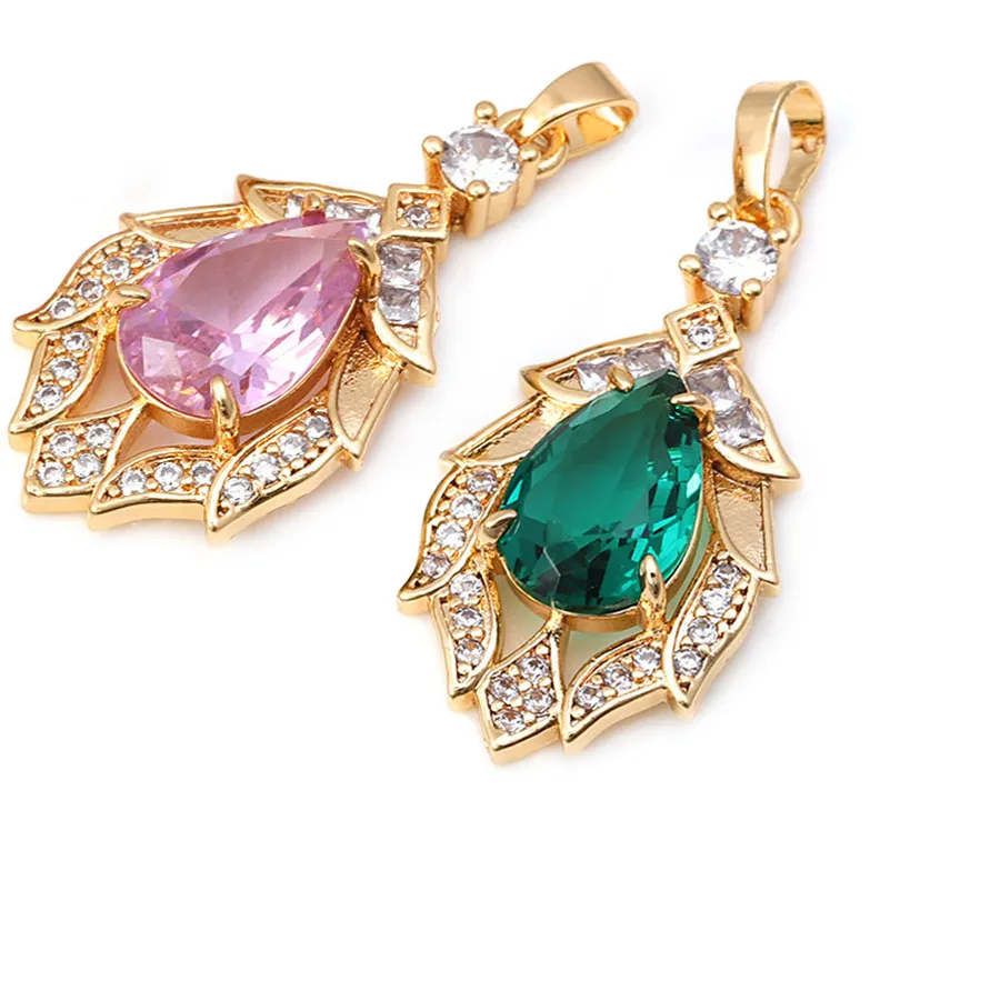 Authentic Golden Harmony: Zircon Drop Pendant of Protection and Balance