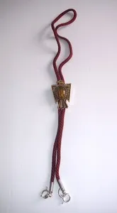 Authentic Bolo Tie Gold Plated Eagle With Natural Rhodonite Stone