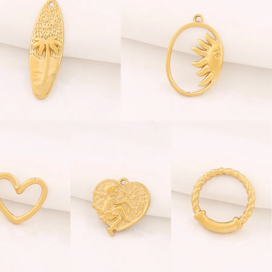 Authentic Talisman of the Tropical Oasis: 18K Gold-Plated Coconut Palm & Heart Charms