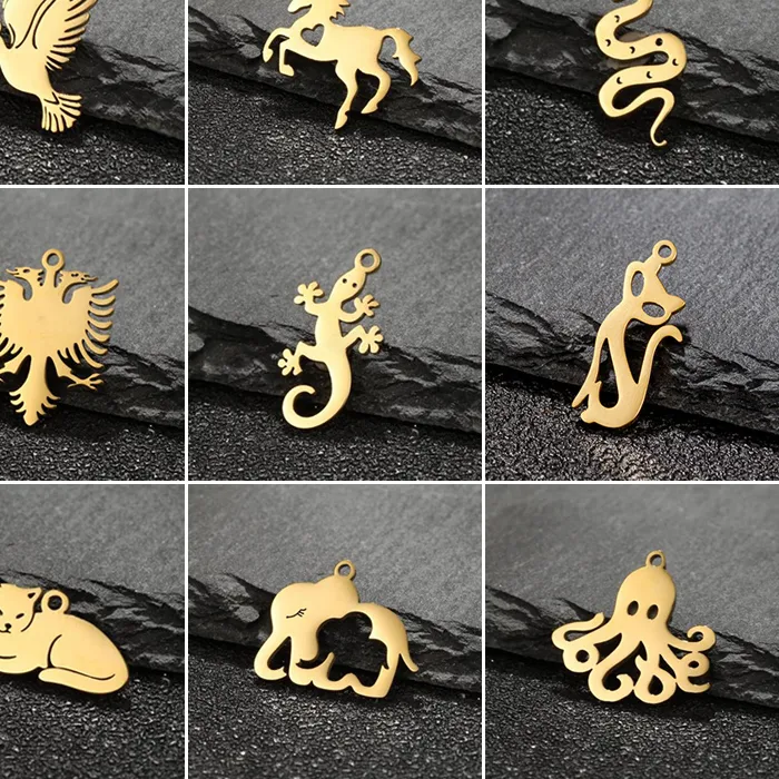 Authentic Lovely Animal Charms For Jewelry Making Snake Octopus Unicorn Lizard Necklace Bracelet Pendant Diy Accessories