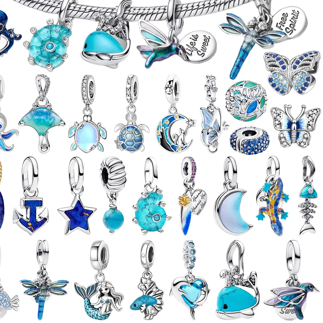 Authentic Talisman of the Deep Tides: Sterling Silver Ocean and Sky Charm