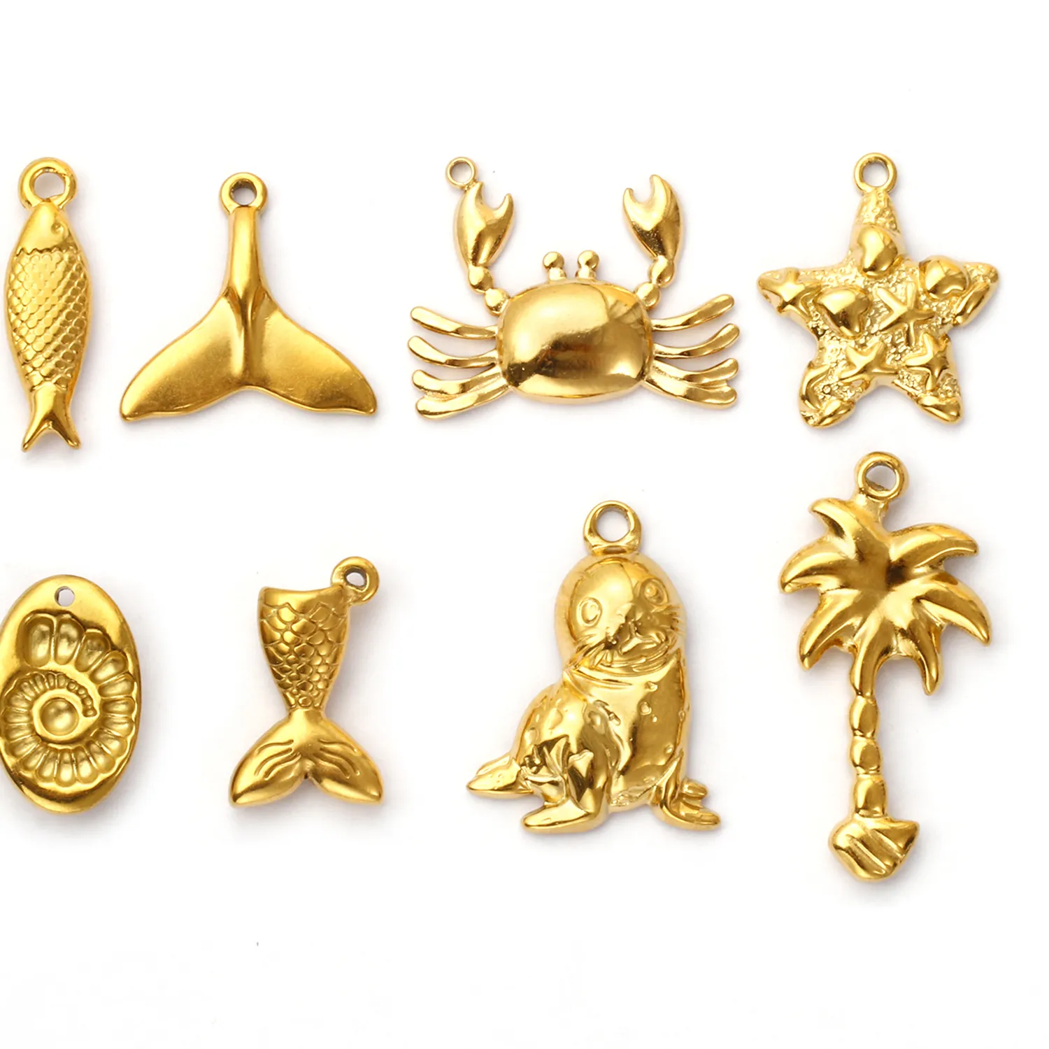 Authentic Guardians of the Ocean's Bounty: Celestial Starfish and Conch Pendants