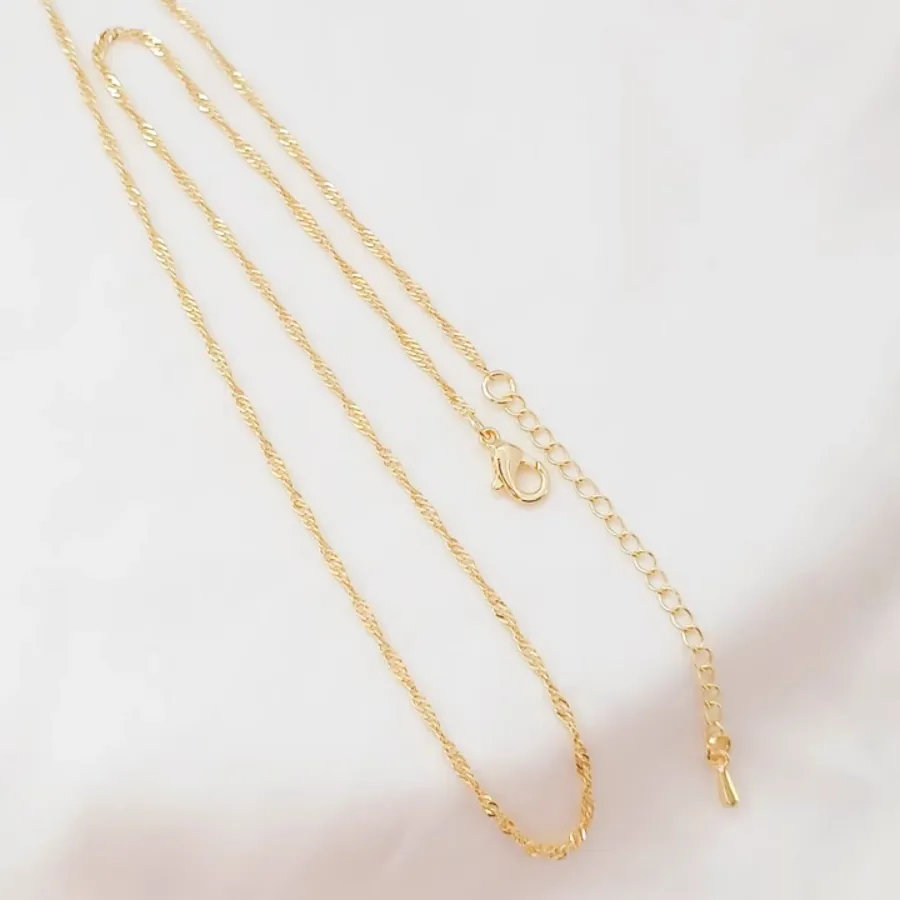 Authentic Tidal Harmony: 14k Gold-Plated Water Wave Necklace for Serenity