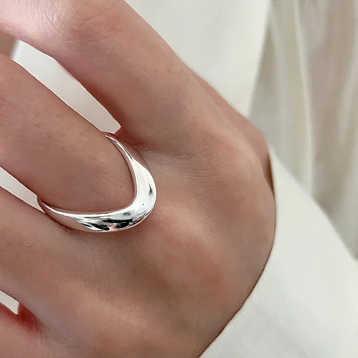 Authentic VENTFILLE 925 Sterling Silver Ring for Women Retro Hollow Wave Punk Hiphop Bohemia Jewelry