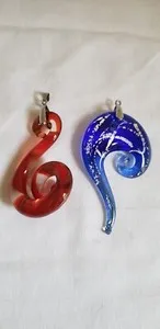 Authentic Celestial Spirals: The Cobalt and Amber Art Glass Talismans