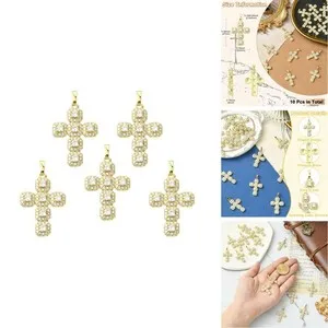 Authentic Celestial Radiance: 16K Gold-Plated Sacred Cross Charms