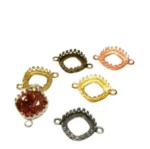 Authentic Radiant Alchemical Squares: 10mm Gold Plated Bezel Connectors