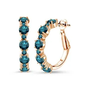 Authentic Celestial Halo Birthstone Hoops in 18K Rose Gold Plated Silver