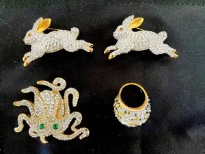 Authentic The Golden Menagerie: Swarovski Crystal Bunny and L&S Octopus Talismans