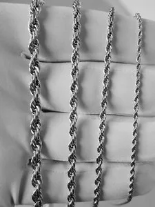 Authentic Gold Plated Rope Chain 2,3,4,5mm, Hip Hop Jewelry 16-24"
