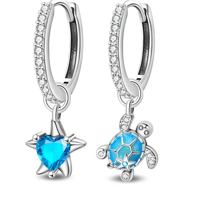Authentic Tides of Eternity: Silver Sea Turtle Hoops