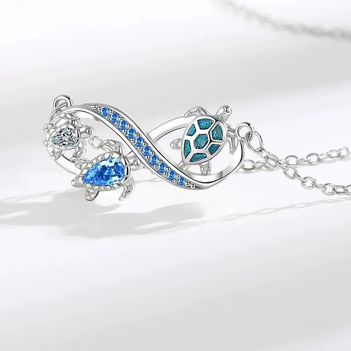 Authentic Talisman of the Eternal Tide: Ocean Blue Zircon Turtle Amulet