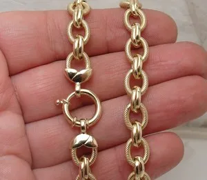 Authentic Technibond Twisted Oval Wave Link Chain Necklace 14K Yellow Gold Plated Silver