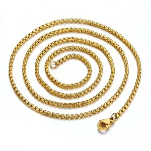 Authentic 2/3/5/7/9/11mm Gold Plated Stainless Steel Curb Cuban Box Chain Necklace Jewelry