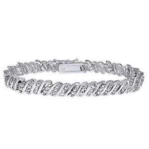 Authentic Diamond Wave of Abundance Tennis Bracelet - 18K White Gold Plated
