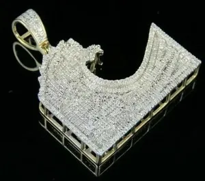 Authentic Radiant Wave Moissanite Talisman in 14k Yellow Gold Plated Silver