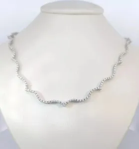 Authentic Radiant Wave Tennis Necklace in 14k White Gold Plated