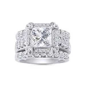 Authentic Sacred Union: 3-Piece Engagement Bridal Ring Set with Illuminating Simulated Diamonds